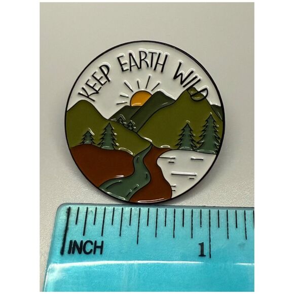 Keep Earth Wild Mountain Sunny Enamel Pin - Picture 2 of 2